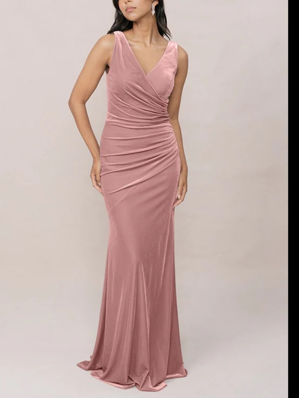 Revelry Dawson Velvet Dusty Rose Pink Bridesmaid Gown Dress Maxi Evening Size 8